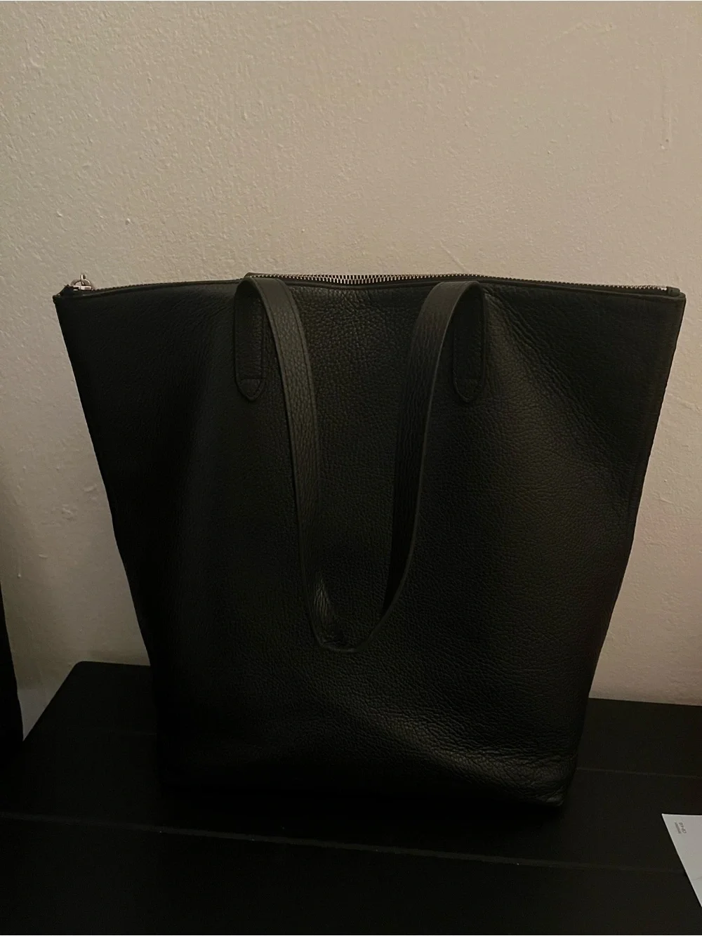 Cuyana - Tall Pebbled Black Leather Zippered Tote Bag - GUC - Picture 2 of 10